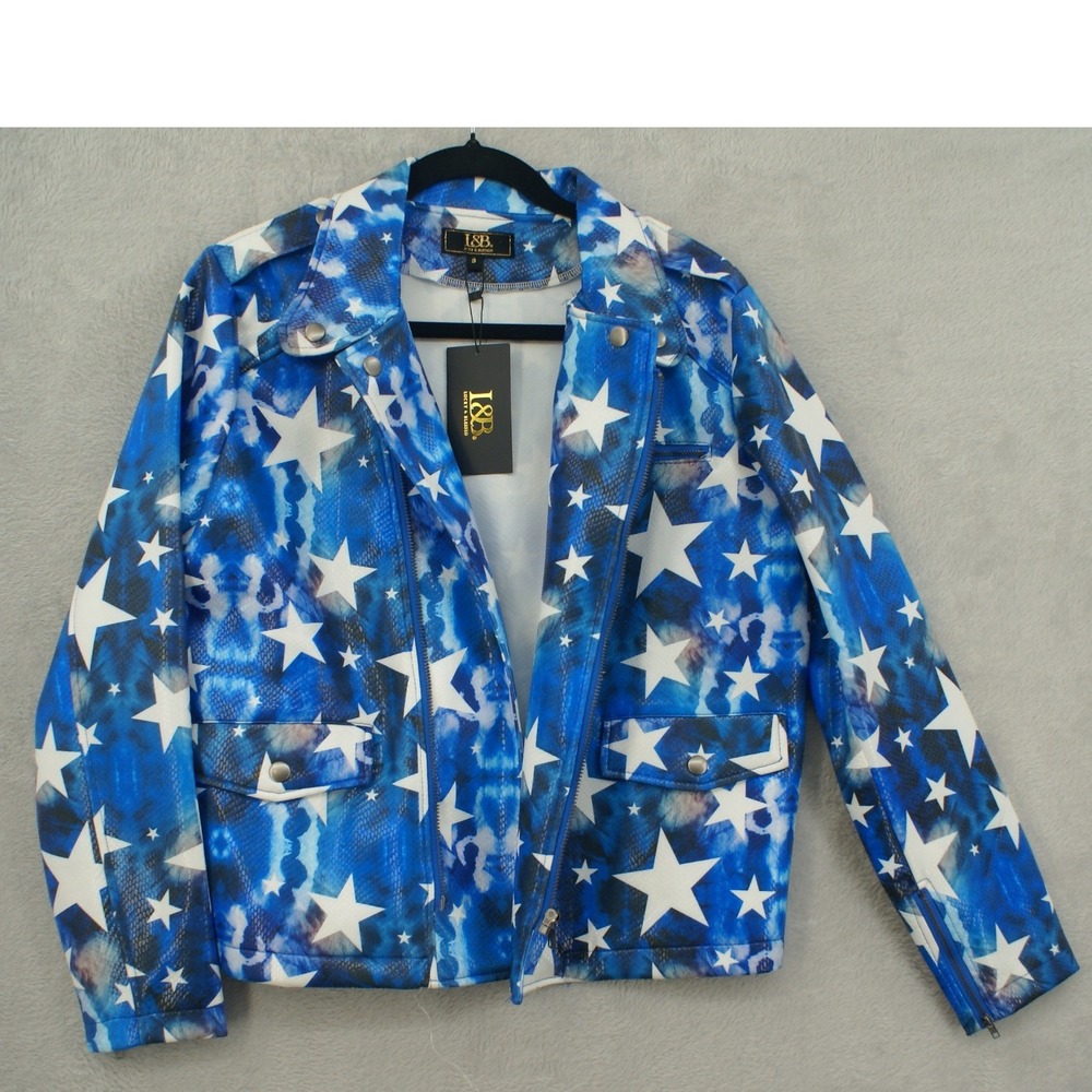 Lucky & Blessed Blue Star Snakeskin Tie Dye Moto Jacket Small NWT RJ0200807